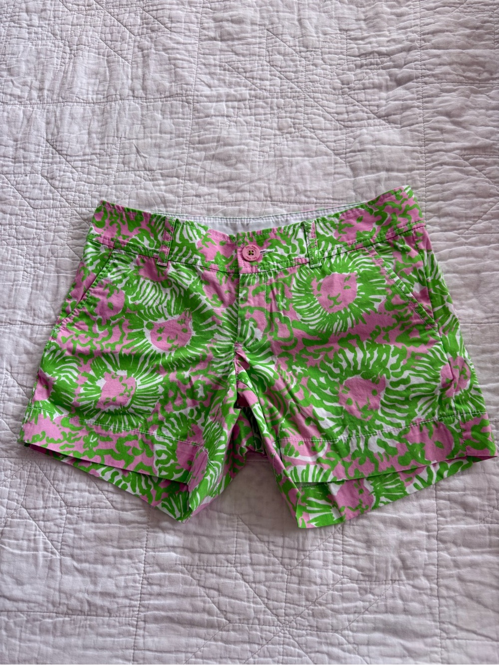 Lilly Pulitzer Pink & Green Floral High-Waist Shorts